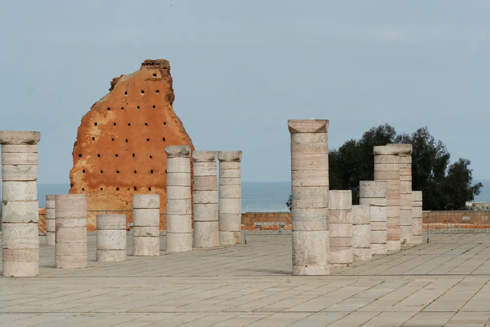 The walls and Hassan Tower of the Almohad mosque complex, Rabat
