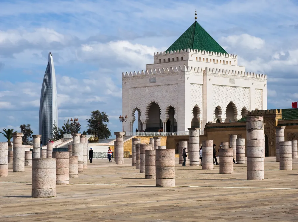 Mausoleum of Mohammed V beside the Hassan Tower and the new Mohammed VI Tower, Rabat